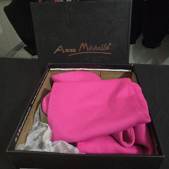 NWT ANN MICHELLE Vibrant " Hibiscus Pink Over the Knee Boots Size 9 Fits L 8 - Picture 5 of 10